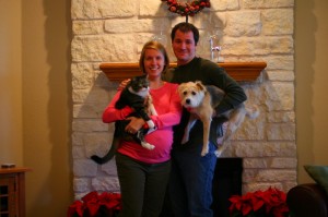 Family portrait - Christmas 2008 - Sarah, Greg, Winston, Abe