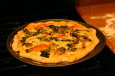 pizza with greens